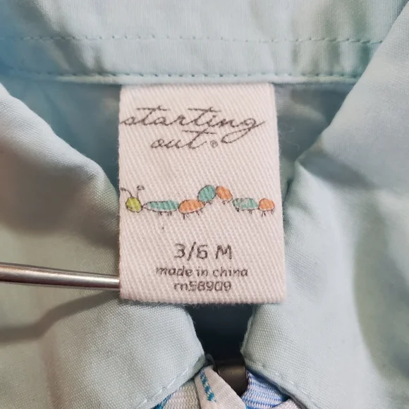 K1288 * Starting Out Boys 4pc Suit Tan Blue Size 3/6M - Picture 4 of 12